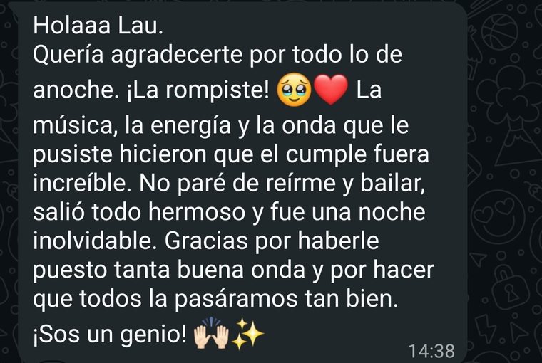 Mensaje de Belén agradeciendo su cumpleaños de 30